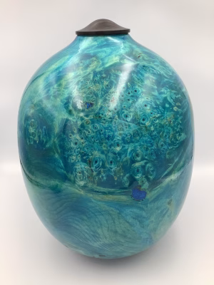 Handmade Wooden Urn : Burr Horse Chestnut & Ebony Lid