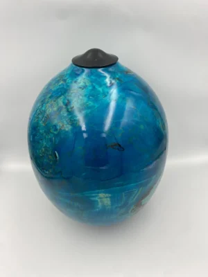 Handmade Wooden Urn : Rippled Sycamore & Ebony Lid 4