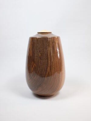 Handmade Wooden Urn : Walnut with Box Wood Lid